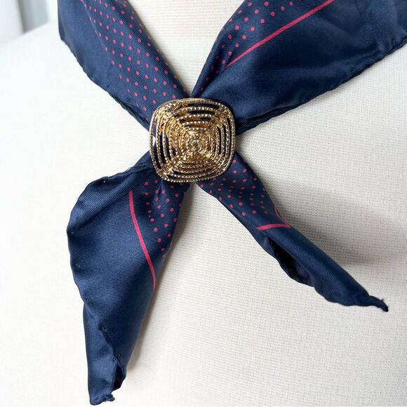 Vintage West Germany Gold Tone Scarf Bag Clip Geometric Square Diamond - Picture 1 of 9